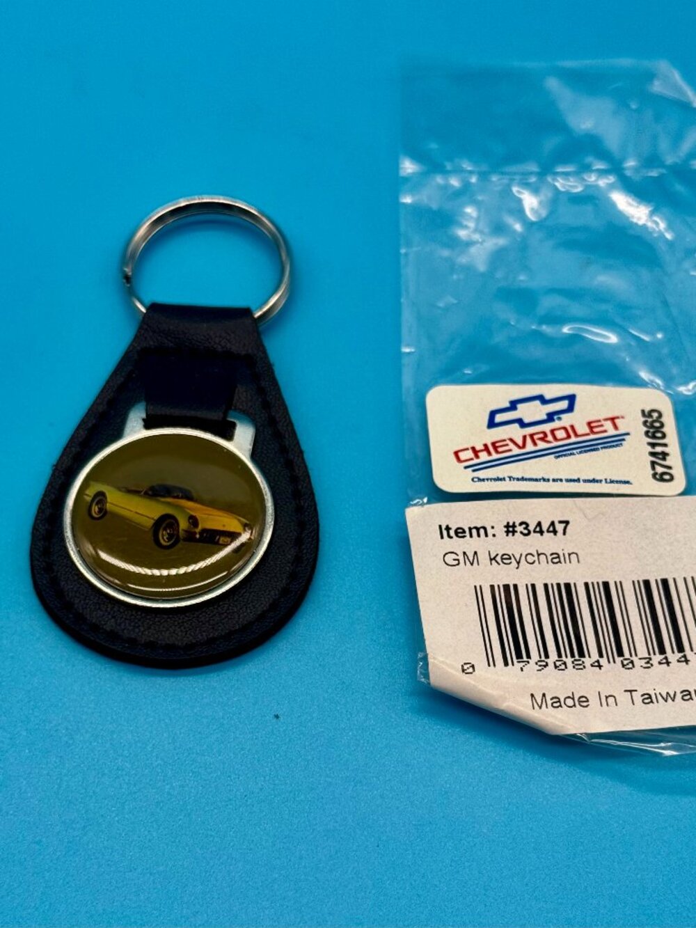 Vintage Chevrolet Corvette C1 Keychain GM Licensed Leather Fob NOS